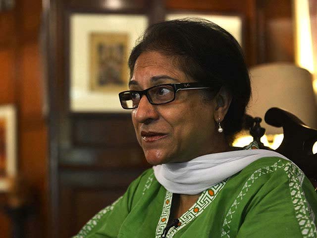 leading human rights activist and supreme court lawyer asma jehangir gestures as she gives an interview to afp in lahore photo afp