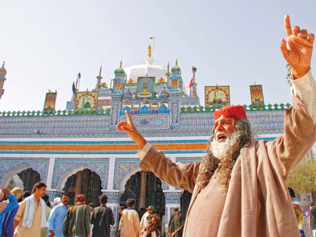 devotees are seen dancing to the tune of drums in these pictures taken outside the shrine of shah abdul latif bhittai in bhit shah on friday the number of participants is expected to go up as many people will come here from garhi khuda bux photos express