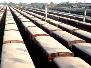 cargo train engine overturns near harappa