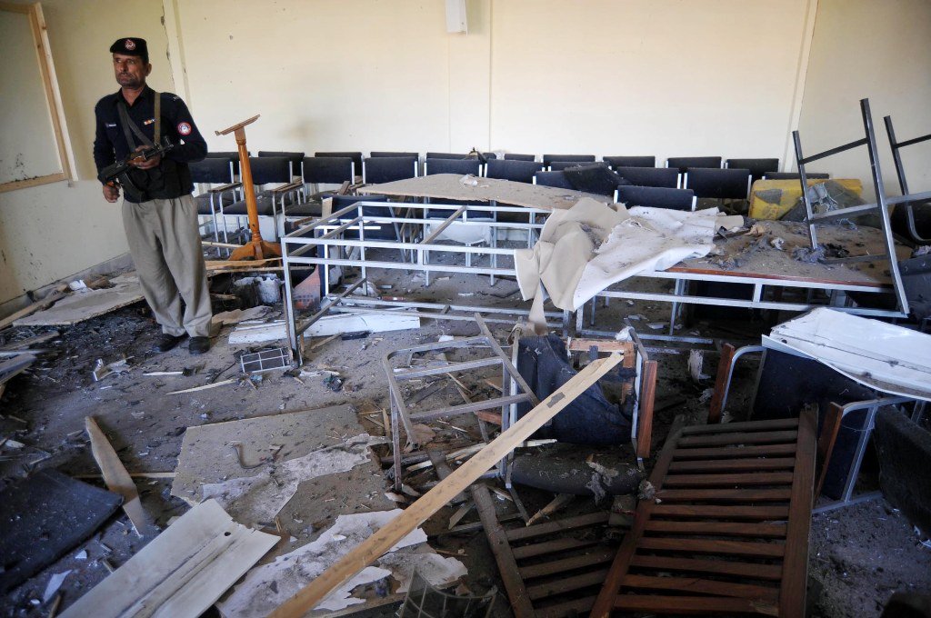 blast damaged glass windows of university s classrooms and offices photo muhammad iqbal express