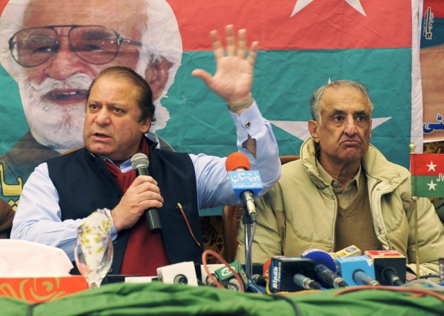 bugti in press conference with nawaz says qadri is in pakistan to sabotage elections photo naseem james express file bugti in press conference with nawaz says qadri is in pakistan to sabotage elections photo naseem james express file