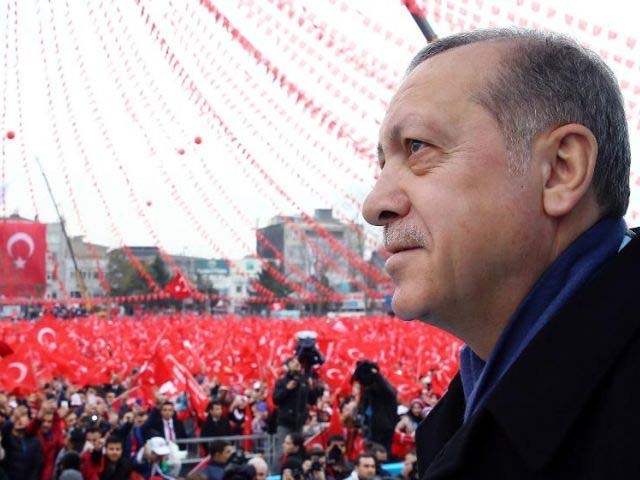 in this saturday march 11 2017 file photo turkey 039 s president recep tayyip erdogan addresses his supporters during a rally for the upcoming referendum in istanbul photo ap
