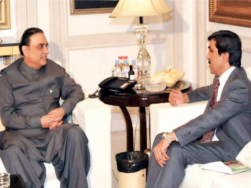 punjab governer makhdoom ahmed mehmood called on president asif ali zardari at bilawal house on friday photo inp