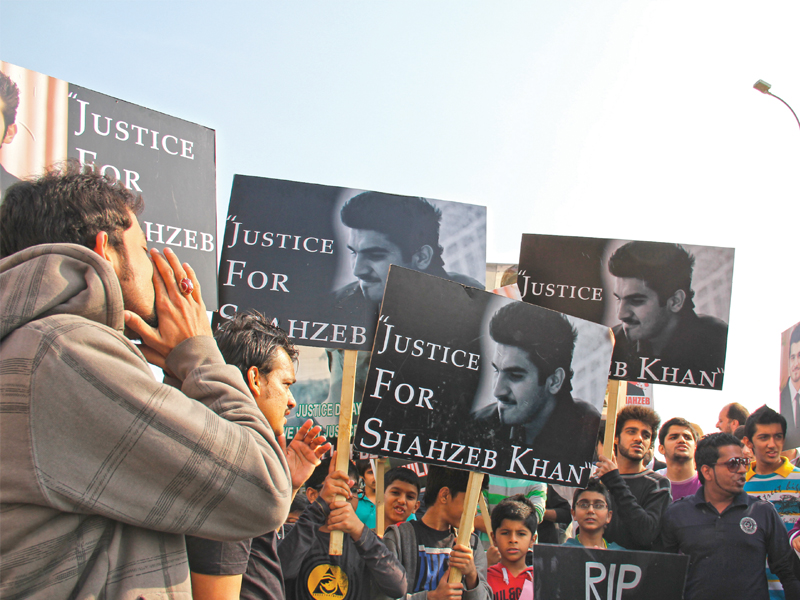 the late shahzeb khan s parents friends and neighbours were among those who gathered at seaview on sunday to raise their voice for arrest of the prime suspect shahrukh jatoi photos ayesha mir express