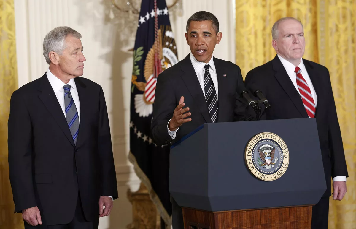us president barack obama c announces his nominees for new us secretary of defense former republican us senator chuck hagel l and new cia director white house counterterrorism adviser john brennan r at the white house in washington january 7 2013 photo reuters us president barack obama c announces his nominees for new us secretary of defense former republican us senator chuck hagel l and new cia director white house counterterrorism adviser john brennan r at the white house in washington january 7 2013 photo reuters