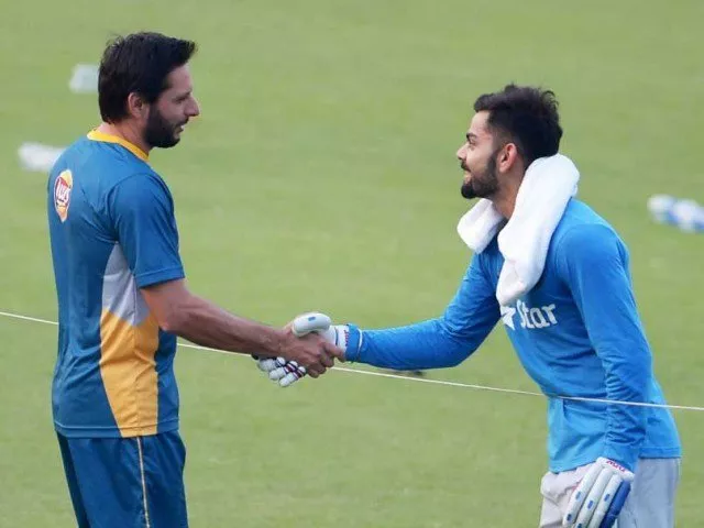 so we hear that virat kohli and the indian cricket team gifted shahid afridi a jersey as a farewell gift on his retirement photo afp so we hear that virat kohli and the indian cricket team gifted shahid afridi a jersey as a farewell gift on his retirement photo afp