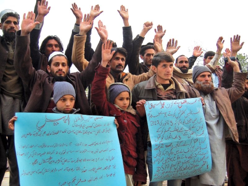 family members and relatives of muhammad afzal chant slogans during the protest photo muhammad javaid express