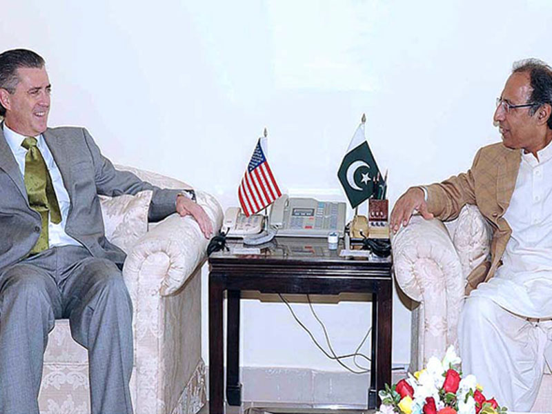 finance minister hafeez sheikh in a meeting with us ambassador richard olson on wednesday photo app