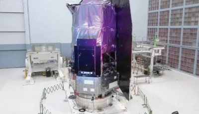 the nancy grace roman space telescope is displayed at nasa s goddard space flight center in greenbelt maryland photo afp