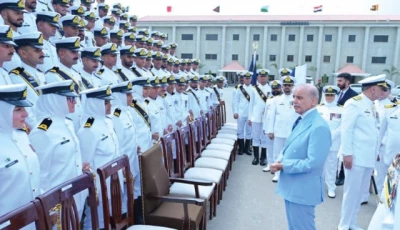 prime minister shehbaz sharif interacts with newly graduated cadets during a visit to the pakistan naval academy in karachi photo online
