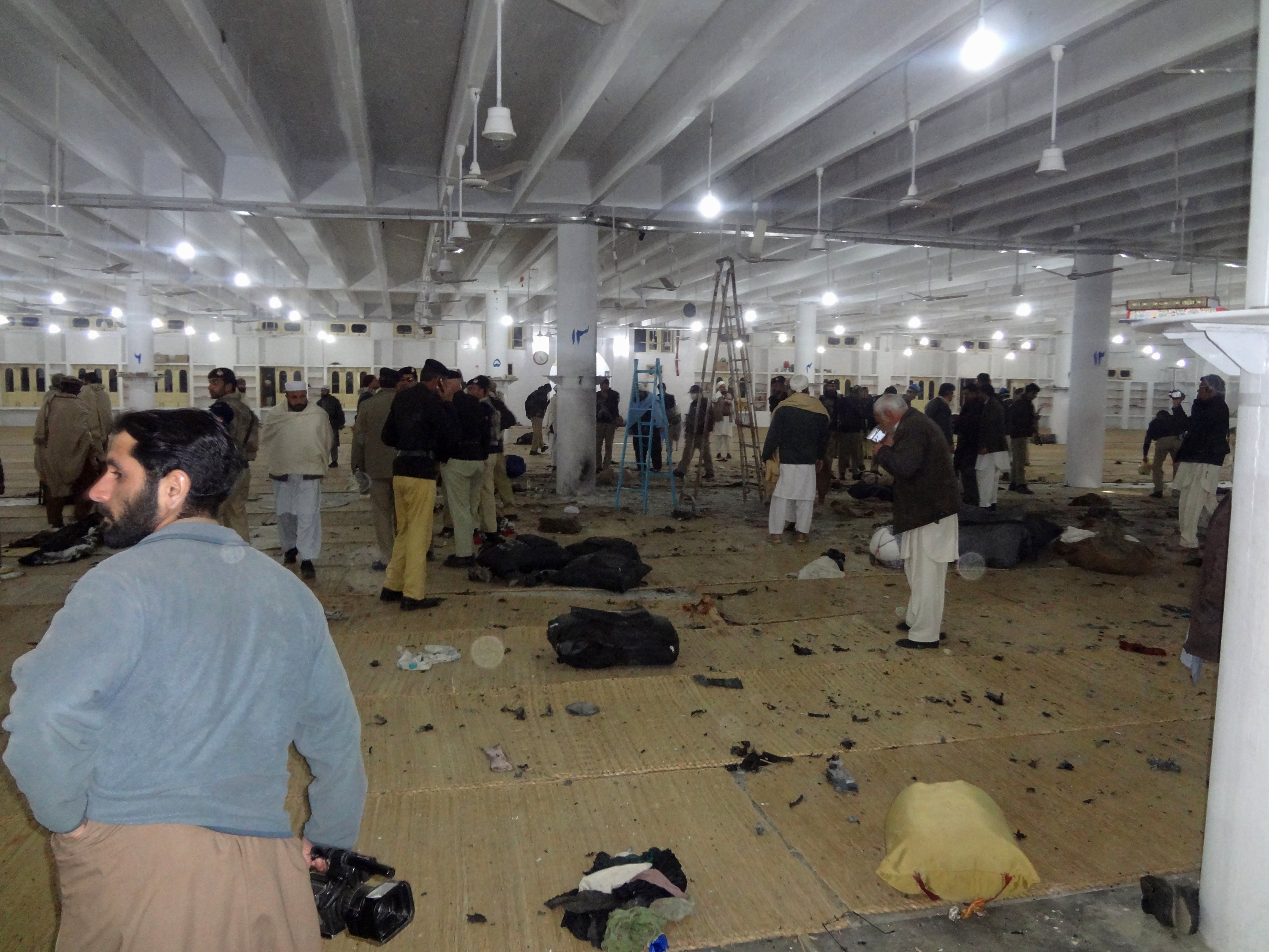 witnesses says that people were readying for a sermon at the weekly ijtemah gathering when a huge explosion shook the ground floor of the centre photo express fazal khaliq