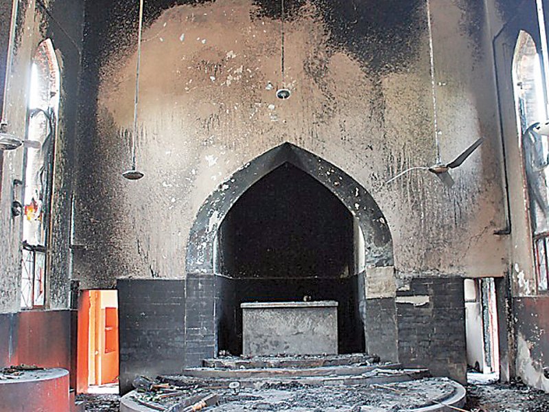 sarhadi lutheran church in mardan was set on fire during the september 21 protests photo file