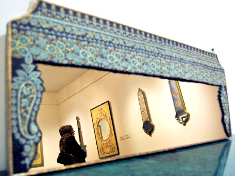 indus top and another of the decorative mirrors at the exhibition photo muhammad javaid express