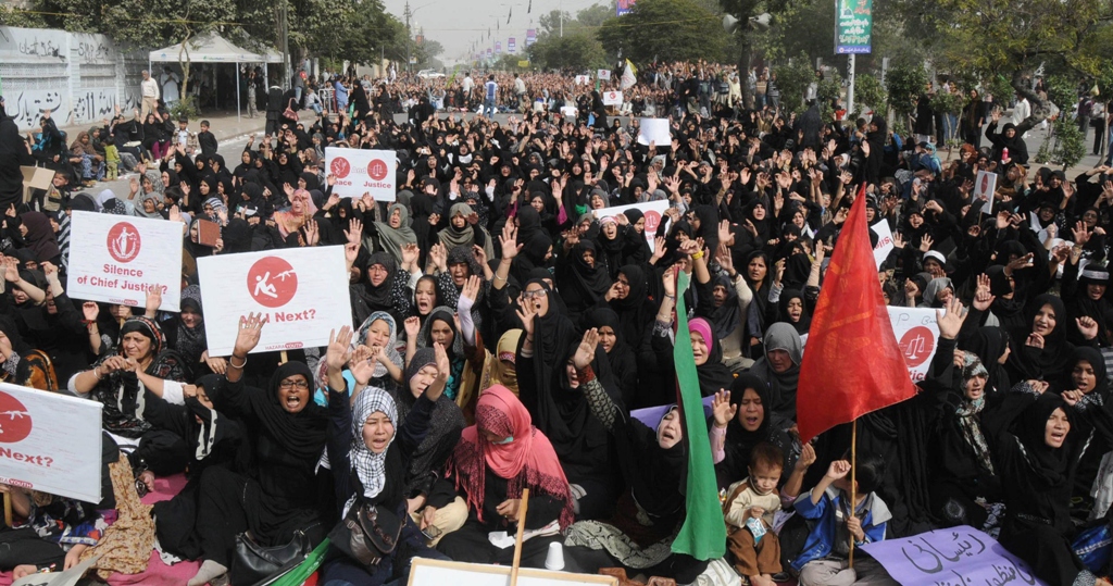 women stage sit in outside bilawal house in karachi to protest against the targeted killings of shias in pakistan photo rashid ajmeri express