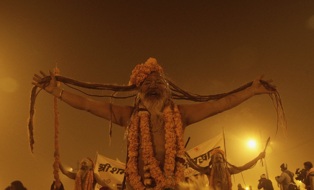 naga sadhus or hindu holymen arrive to attend the first 039 shahi snan 039 grand bath at the ongoing quot kumbh mela quot or pitcher festival in the northern indian city of allahabad january 14 2013 photo reuters