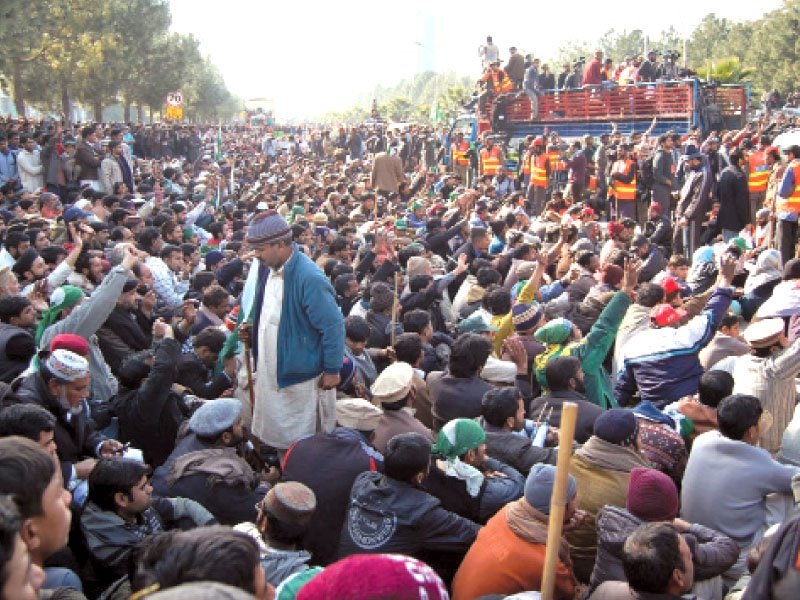 members of the rally at jinnah avenue photo muhammad javaid express