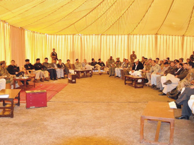 general officer commanding major general ghulam qamar addressing the malakand advisory council photo express general officer commanding major general ghulam qamar addressing the malakand advisory council photo express