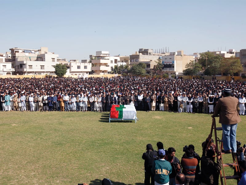 the funeral prayers for slain mqm mpa manzar imam were led by his nephew and attended by party officials and members of various political parties photo athar khan express