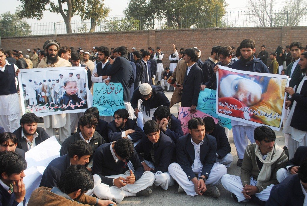 families of those killed in bara protesting outside governor house in peshawar photo muhammad iqbal the express tribune