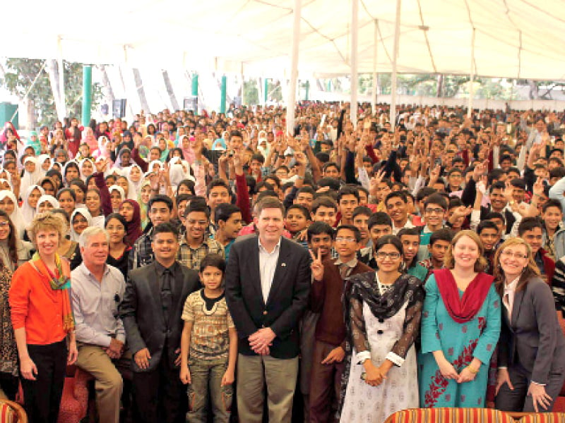 students and guests at the the award ceremony of the english access microscholarship programme on saturday photo courtesy us consulate