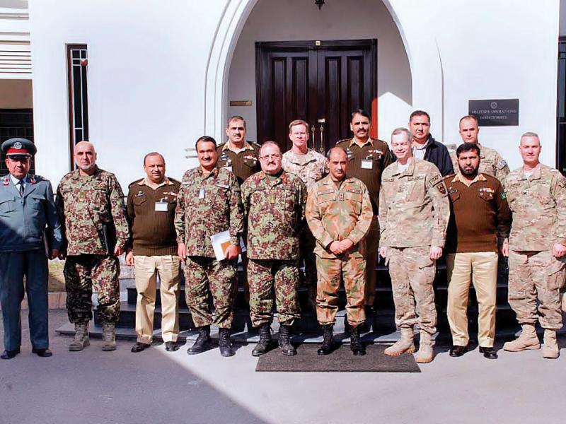 officials of afghan army isaf and pakistan army at the general headquarters photo app