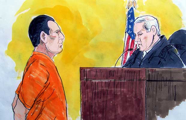 in this courtroom drawing david coleman headley faces us district court judge harry leinenweber on march 18 2010 in chicago photo afp file