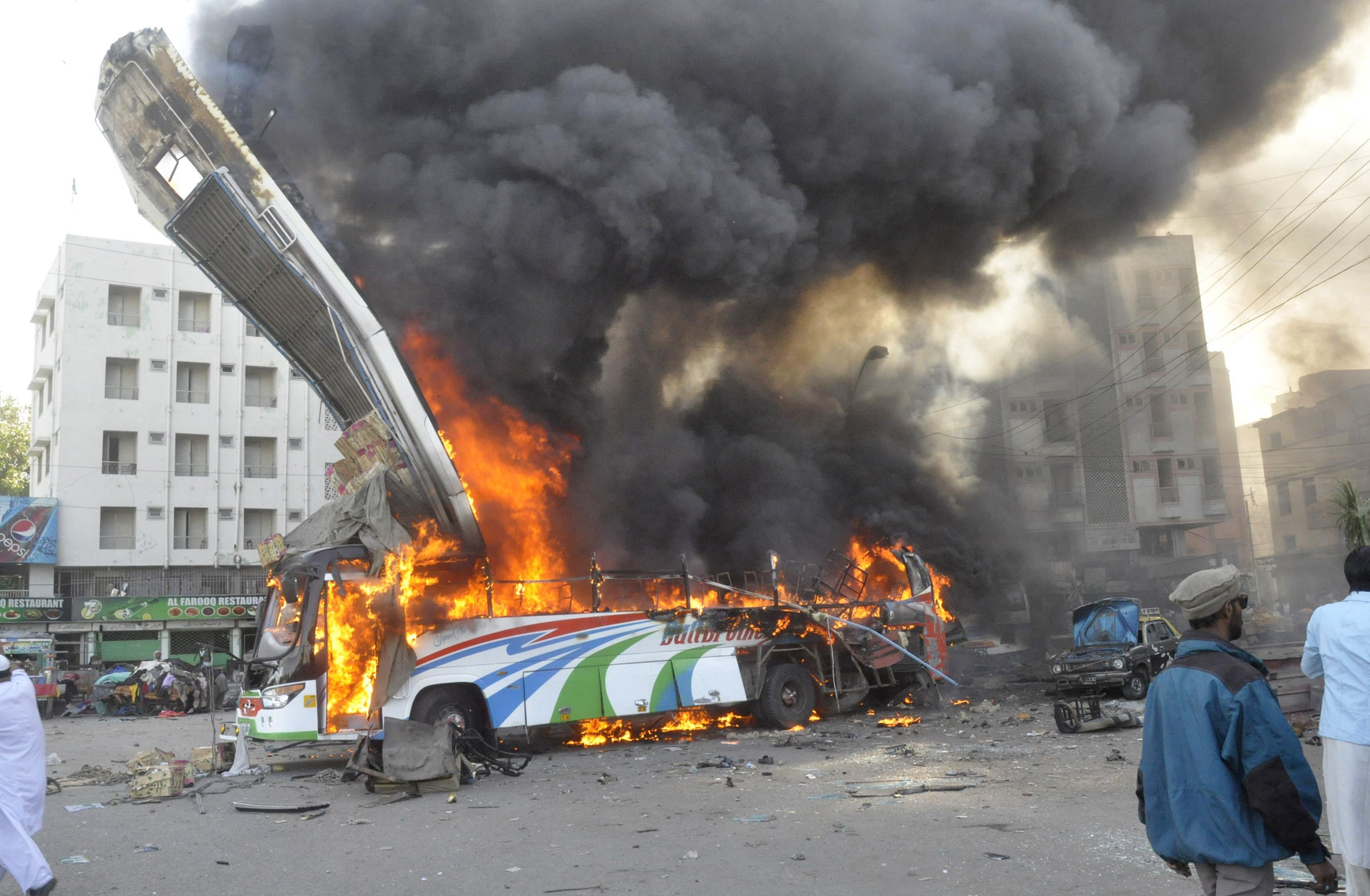 six people were killed and at least 50 more were wounded as a powerful explosion ripped through a bus on december 29 2012 photo reuters