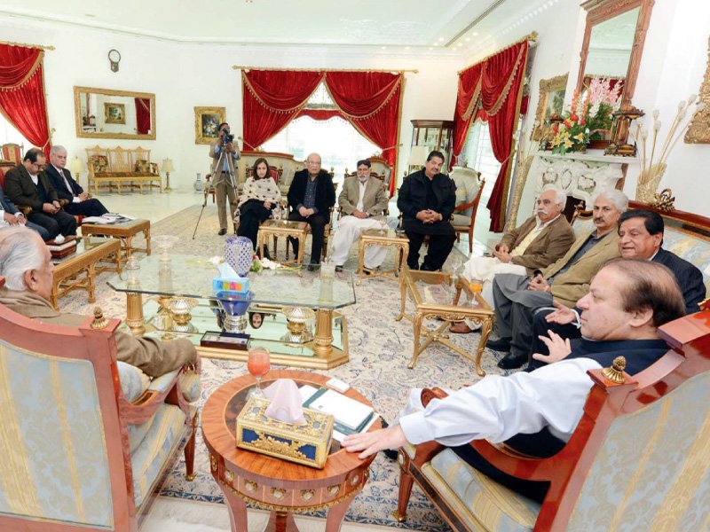 pml n chief nawaz sharif chairing a meeting of pml n sindh chapter photo ppi