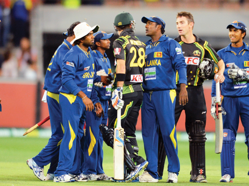 heated words were exchanged between players of the two teams as sri lanka clinched the second twenty20 photo afp