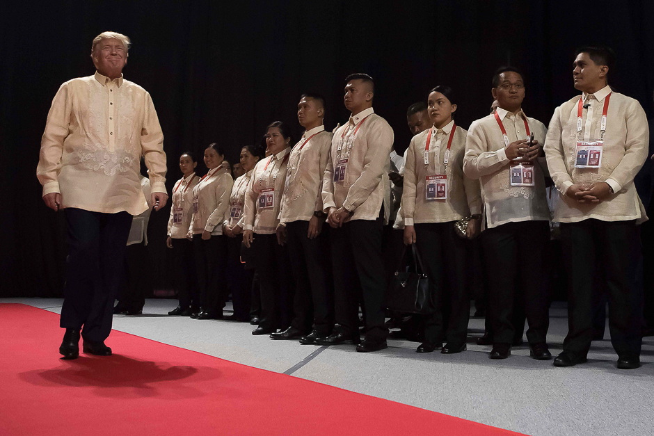 US President Donald Trump arrives for a special gala celebration dinner for the Association of Southeast Asian Nations (ASEAN) in Manila. PHOTO: AFP