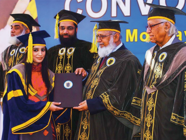 one of the 328 graduates of isra university receiving her degree at the 10th convocation ceremony of the institution photo online