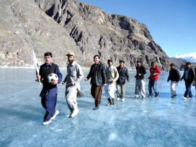 extreme sport footballers flirt with danger on ice