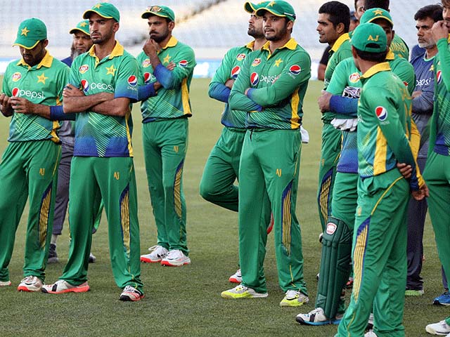 pakistan players look dejected after losing the series 2 0 photo afp