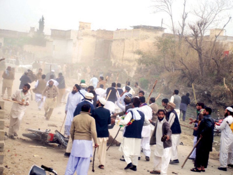 the police had to resort to tear gassing and baton charging the clashing people to disperse them photo rashid ali express