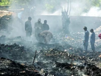 wooden pallets warehouse gutted in site area blaze