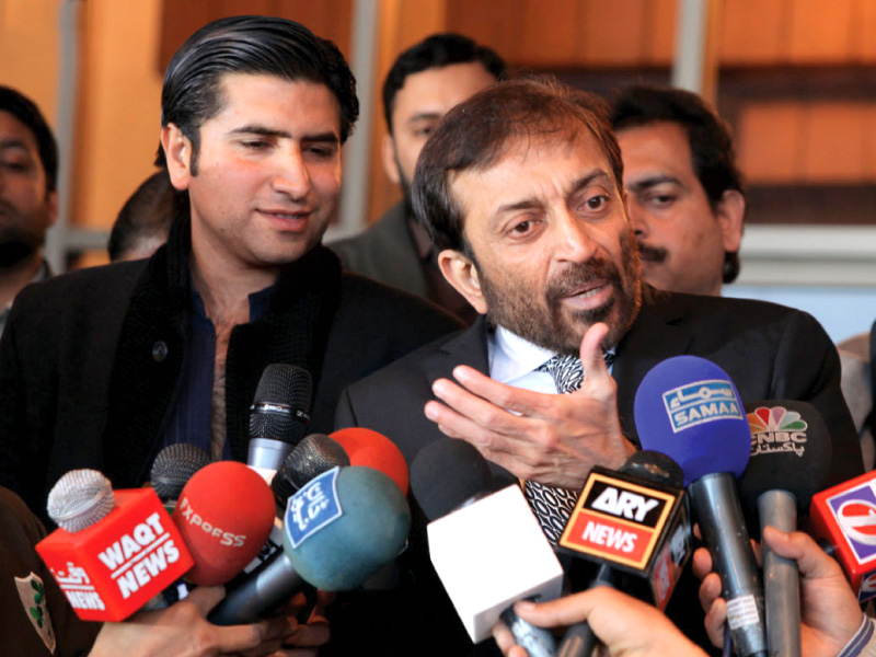 mqm deputy convener dr farooq sattar talking to the media on saturday in islamabad photo nni