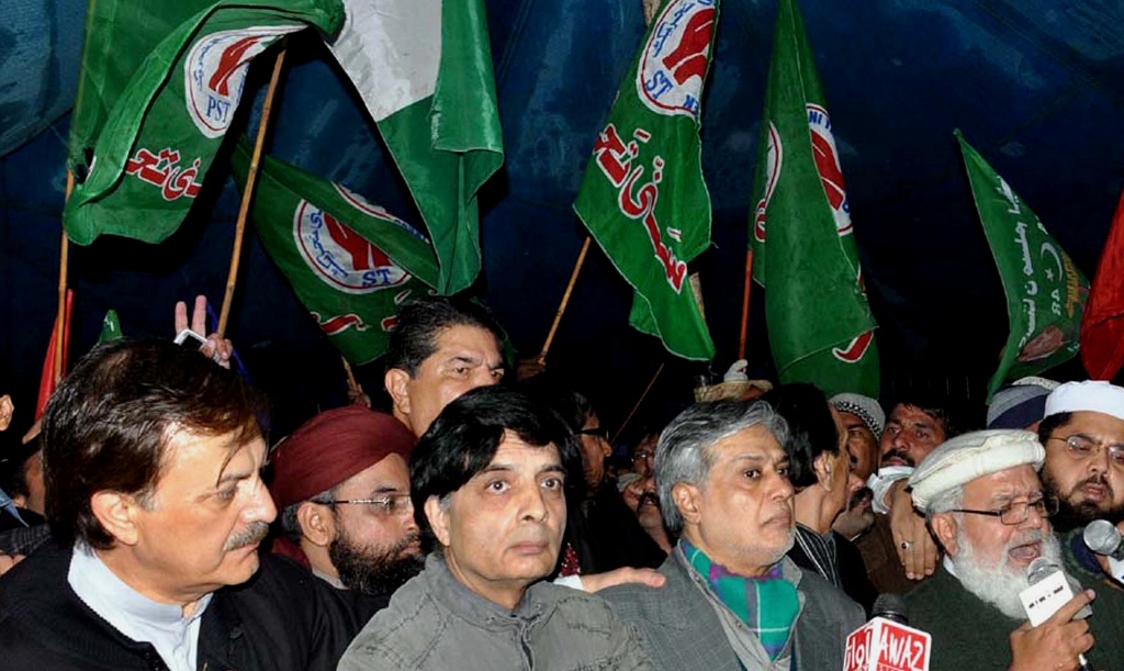 members of several opposition parties led by pml n leaders marched from parliament house to offices of the ecp photo zafar aslam express