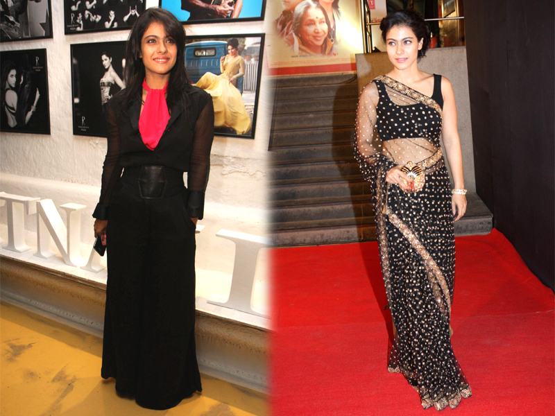 kajol went from looking like morticia addams to being fab in a glamorous sari