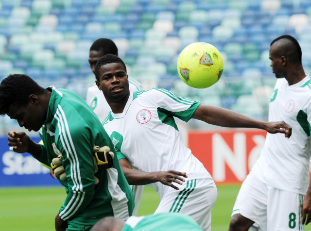 players of the nigerian football team practice during a training session on february 5 2013 at moses mabhida stadium in durban photo afp players of the nigerian football team practice during a training session on february 5 2013 at moses mabhida stadium in durban photo afp