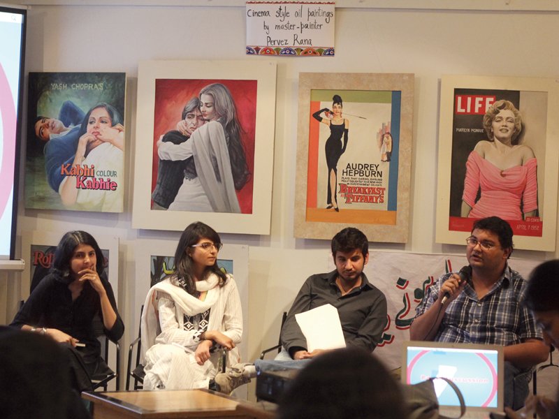 a student panel from left to right sadia khatri farah muhammad mustafa tawab and ali hassan got together to debate the merits of liberal arts colleges over bigger universities at t2f on monday photo ayesha mir express