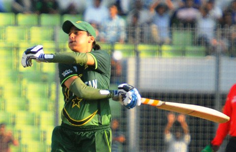 asmavia iqbal plays a shot during a match against south africa in dhaka photo icc file