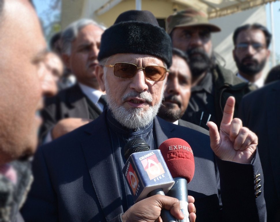 tahirul qadri talks with media representatives after submitting a petition in the supreme court in islamabad on february 7 2013 photo afp