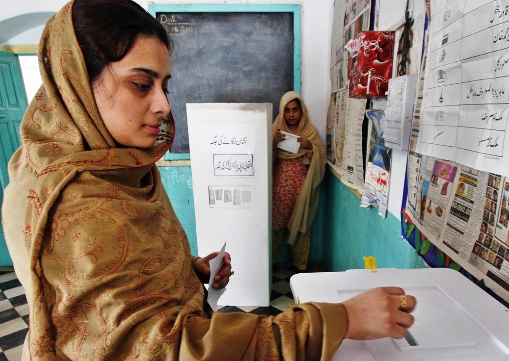 a file photo of a female voter taking part in bi elections in rawalpindi photo online