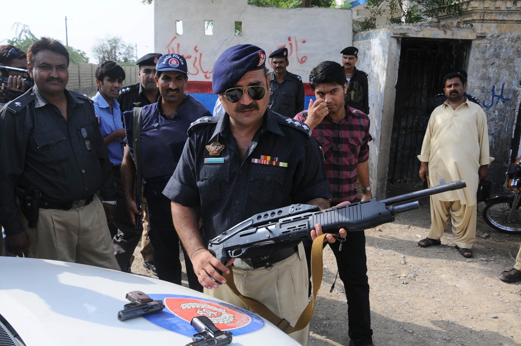 file photo of karachi police conducting an operation in shanti nagar area photo express file