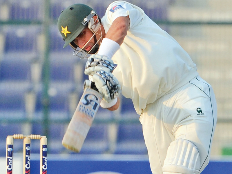 misbah kept his nerve to cease pakistan s successive fall of wickets as the top order quickly crumbled photo file afp