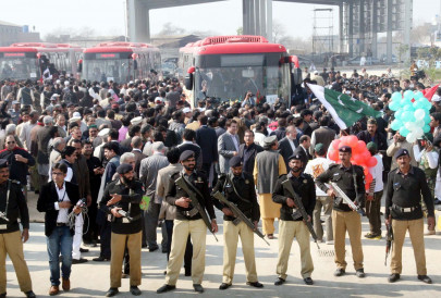 watchful eye tight security at the metro bus inauguration ceremony