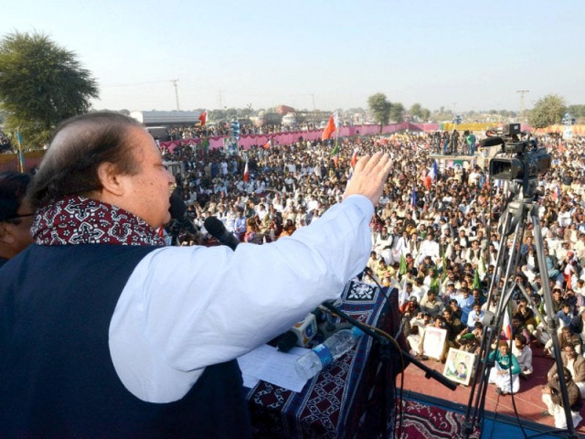 file photo of nawaz sharif addressing a rally in hala photo shahid ali express file photo of nawaz sharif addressing a rally in hala photo shahid ali express