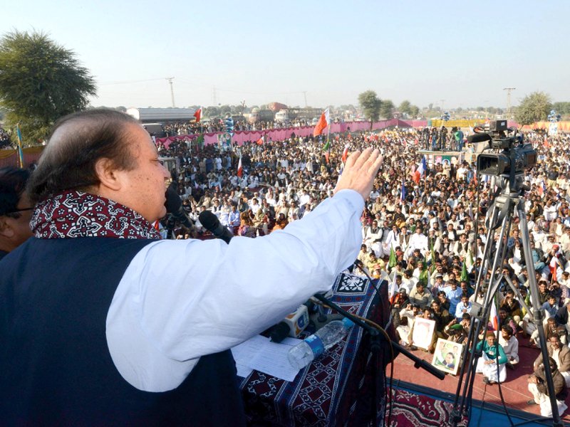 file photo of nawaz sharif addressing a rally in hala photo shahid ali express