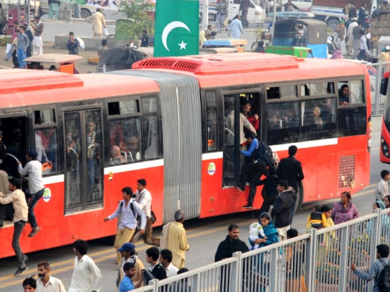 buses packed with people enjoying the free ride still did not stop at several stations and many who had destinations to reach remained stranded for hours photo tariq hassan express