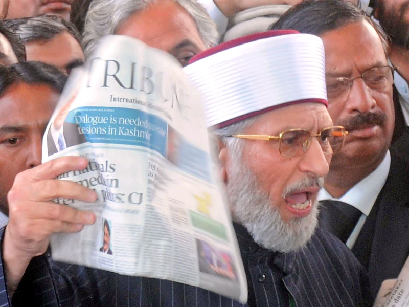 dr qadri addresses a press conference outside the supreme court after the apex court rejected his petition to reconstitute the ecp photo zafar aslam express